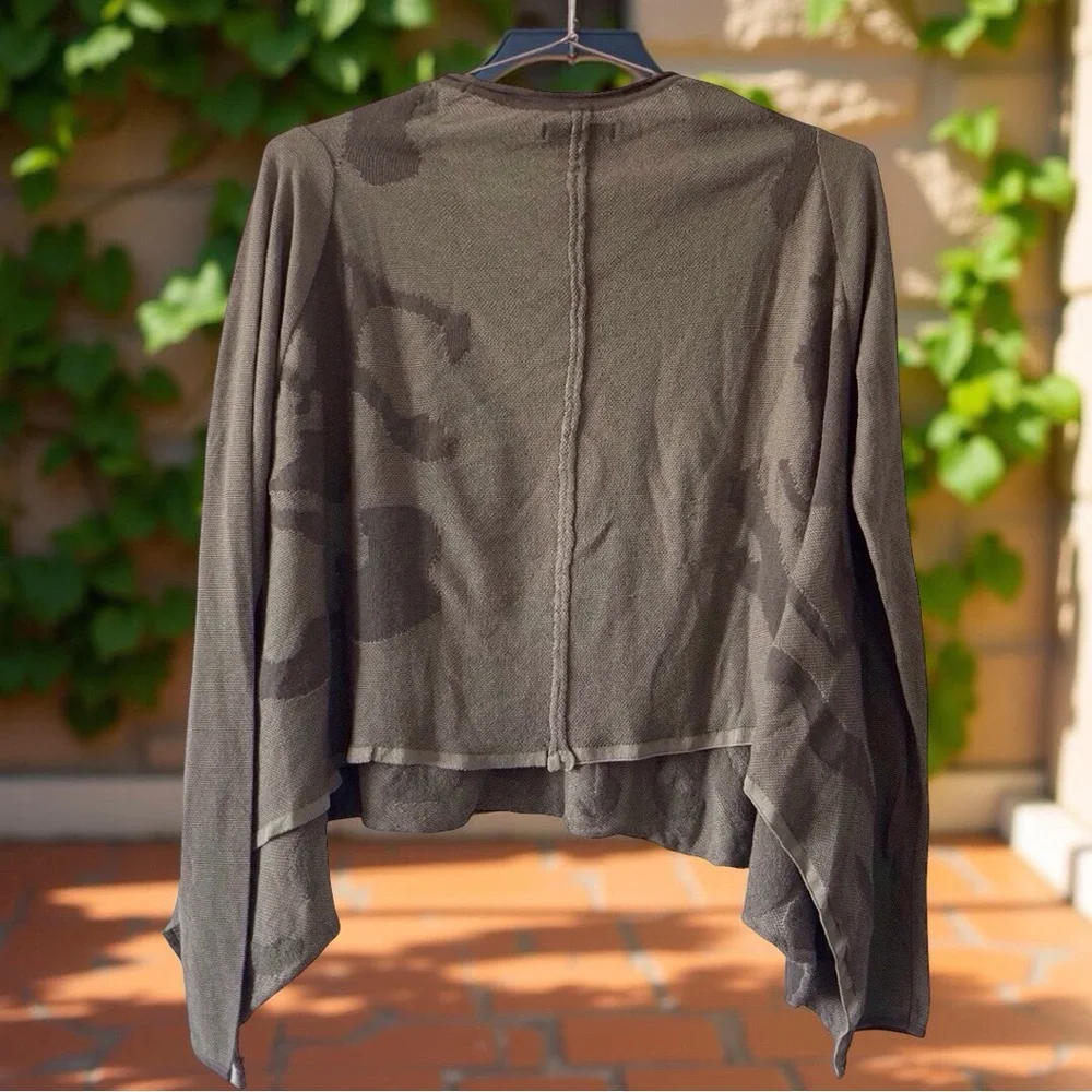 Sarah Pacini Italy Knit Top OS Olive Green Lagenlook Asymmetrical Designer - Picture 8 of 11